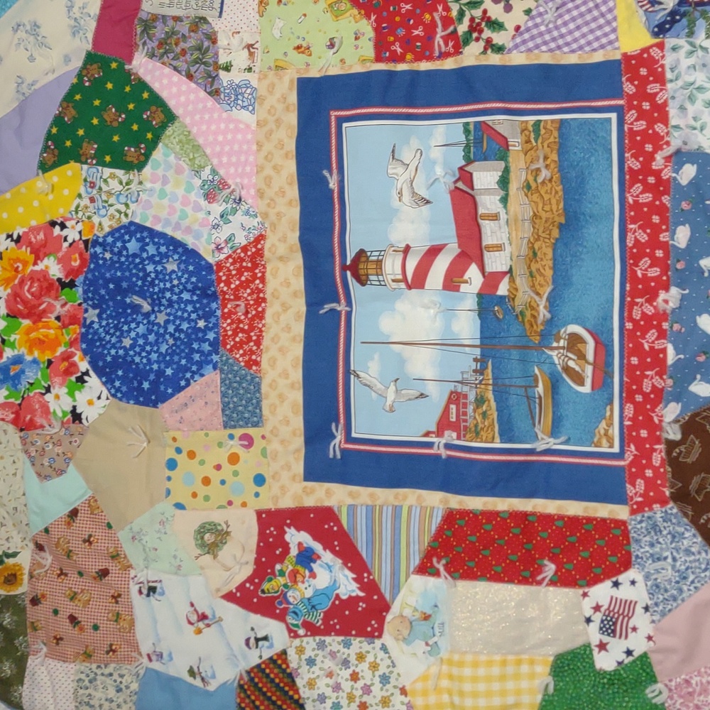Handmade Crazy Quilt Blanket 42"X 33" - Picture 7 of 8